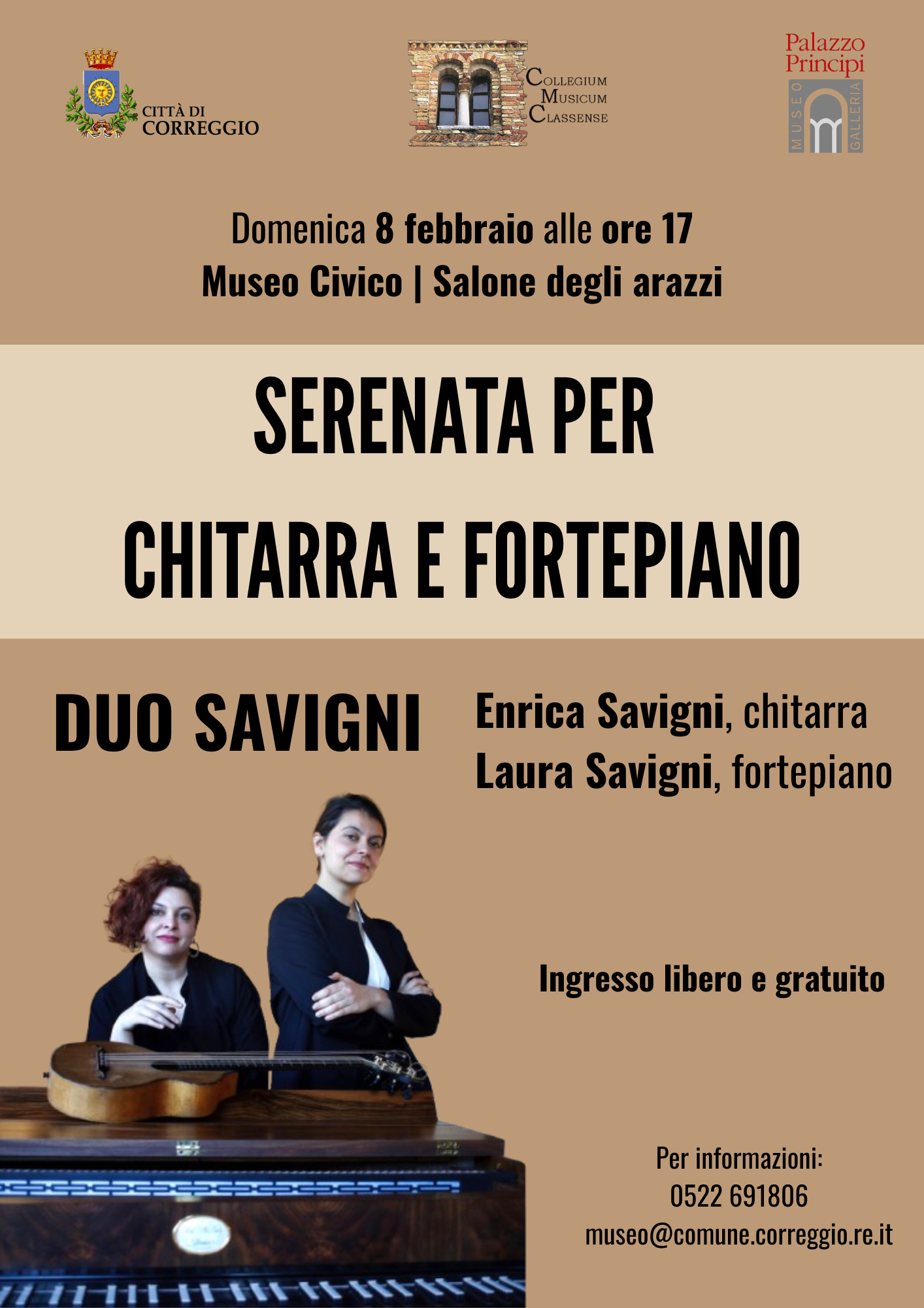 Locandina concerto chitarra e fortepiano Duo Savigni