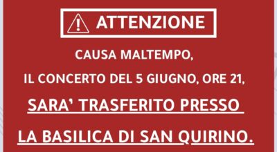 Attenzione: Spostamento concerto “Celebrazione del Ciclo Naturale” presso la Basilica di San Quirino